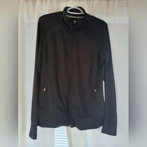 Jockey Long Sleeve Athletic Women's Black Full-Zip Jacket W/thumb Holes & Pocke